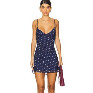 NEW Bella Venice Jordan Slip Mini Dress in Navy & White Satin Polka Dot Polkadot
